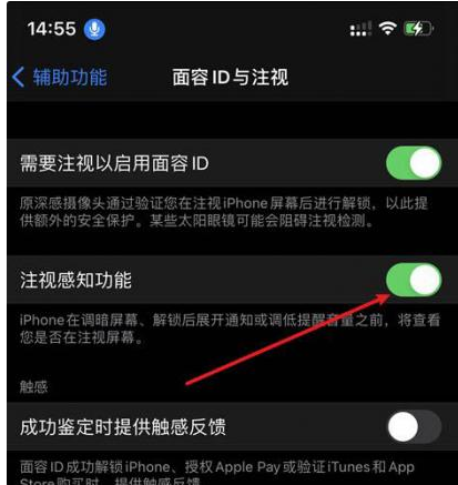 乌海苹果14维修网点分享iPhone14注视感知功能有什么用 