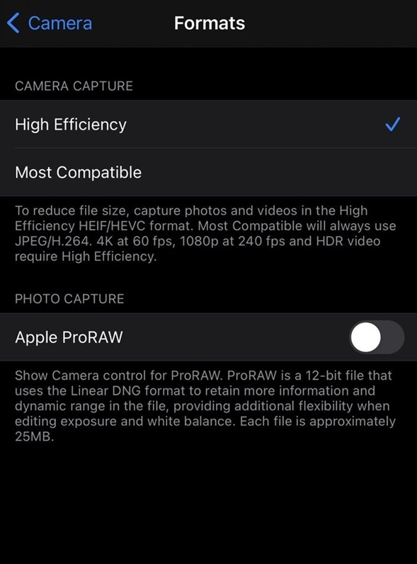 乌海苹果手机维修分享如何为 iPhone 12 Pro/Max 启用 ProRAW 照片格式 